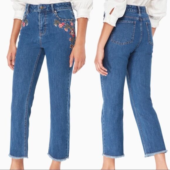 Kate Spade Embroidered Hi Rise Cropped Jeans - Picture 10 of 10
